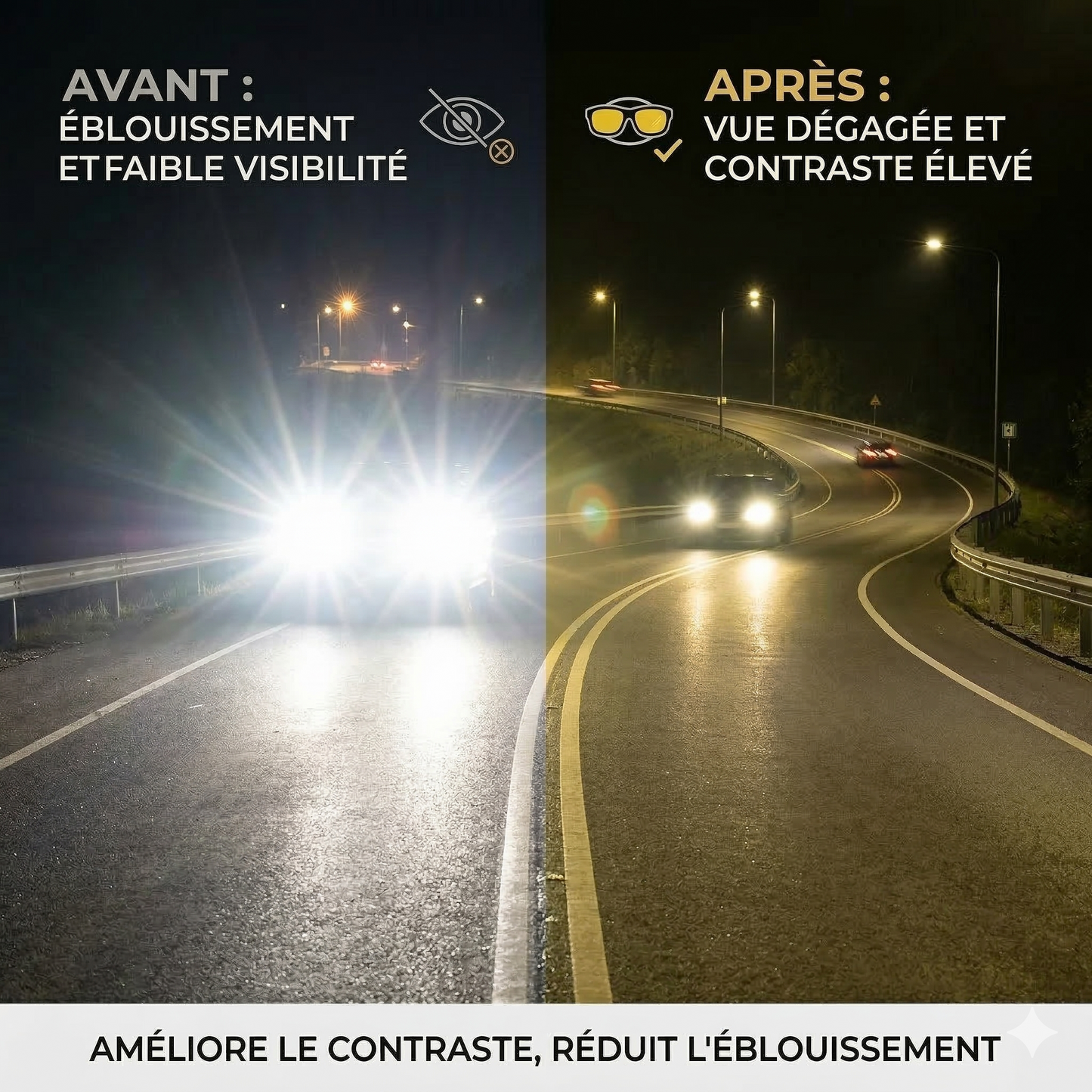 Lunettes Anti-Éblouissement —Conduisez Serein la Nuit en CI